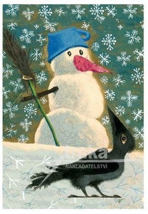 Pohlednice - Sněhulák a vrána