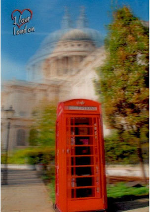 Pohľadnica 3D St Pauls Cathedral and Red Telephone