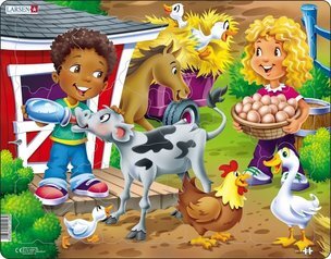 Puzzle Deti na farme s telaťom BM 6
