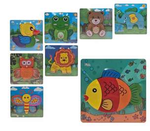 Drevené farebné puzzle  mix väčšie