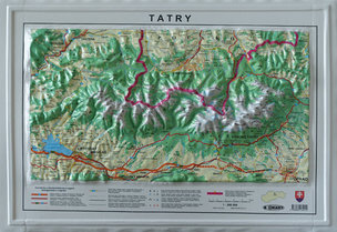 Mapa Vysoké Tatry reliéfna  1:200 000  A3 letná