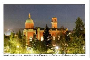 Pohľadnica Kežmarok Evanjelický kostol večer