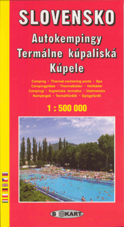 Mapa Slovensko 1:500 000 Autokempy, kúpaliská, kúp