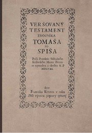 Veršovaný testament zbojníka Tomáša zo Spiša